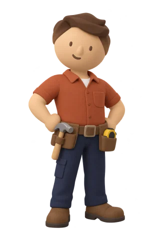 Jamie, carpenter, wearing a tool belt